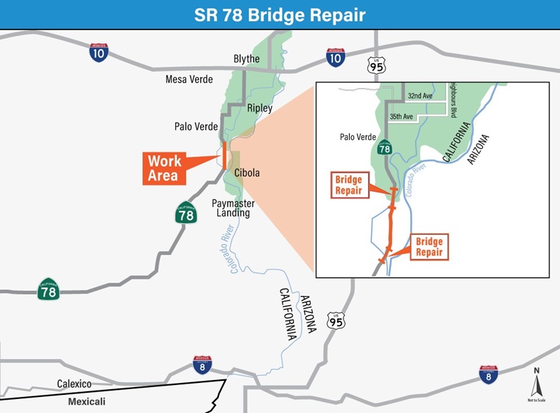 Map showing the area for the SR-78 bridge repair.
