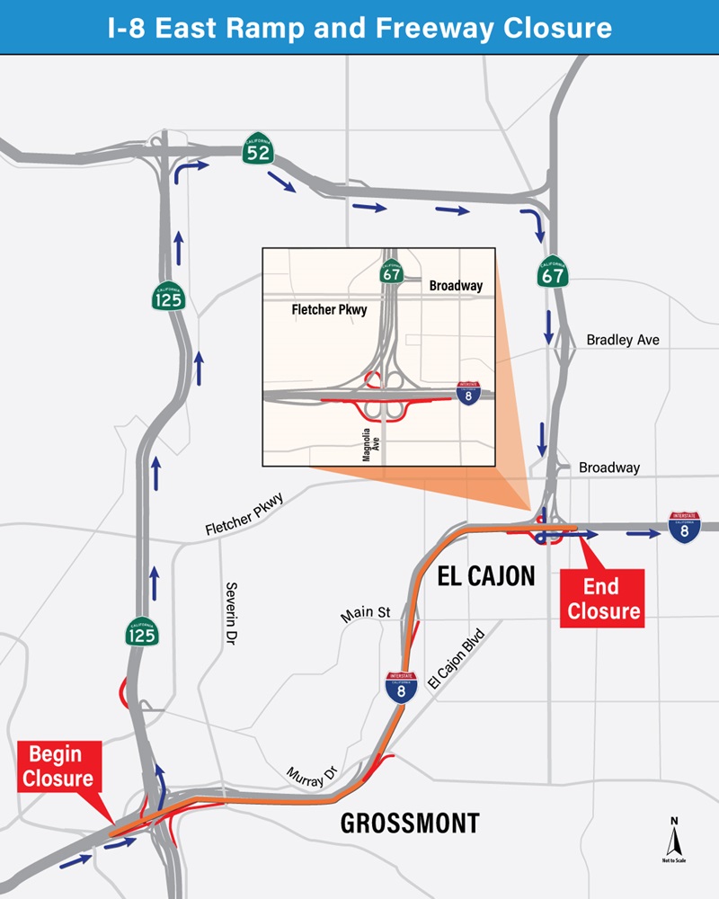 Closure & Detour Map. For more information, call (619) 688-6670 or email CT.Public.Information.D11@dot.ca.gov 