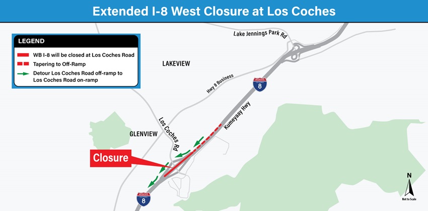 Closure & Detour Map. For more information, call (619) 688-6670 or email CT.Public.Information.D11@dot.ca.gov 