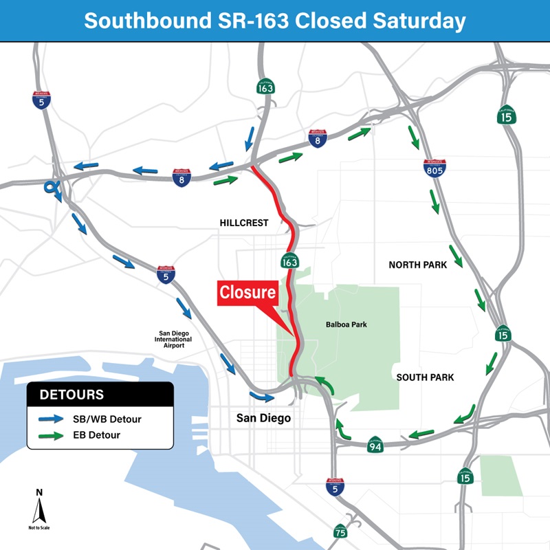 Closure & Detour Map. For more information, call (619) 688-6670 or email CT.Public.Information.D11@dot.ca.gov 