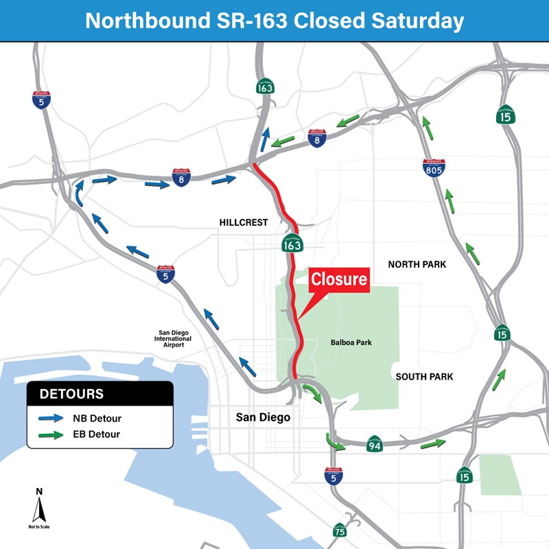 Closure & Detour Map. For more information, call (619) 688-6670 or email CT.Public.Information.D11@dot.ca.gov 