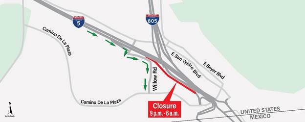 Closure & Detour Map. For more information, call (619) 688-6670 or email CT.Public.Information.D11@dot.ca.gov
