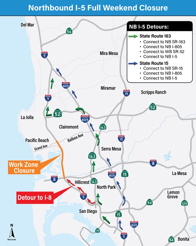 Closure & Detour Map. For more information, call (619) 688-6670 or email CT.Public.Information.D11@dot.ca.gov