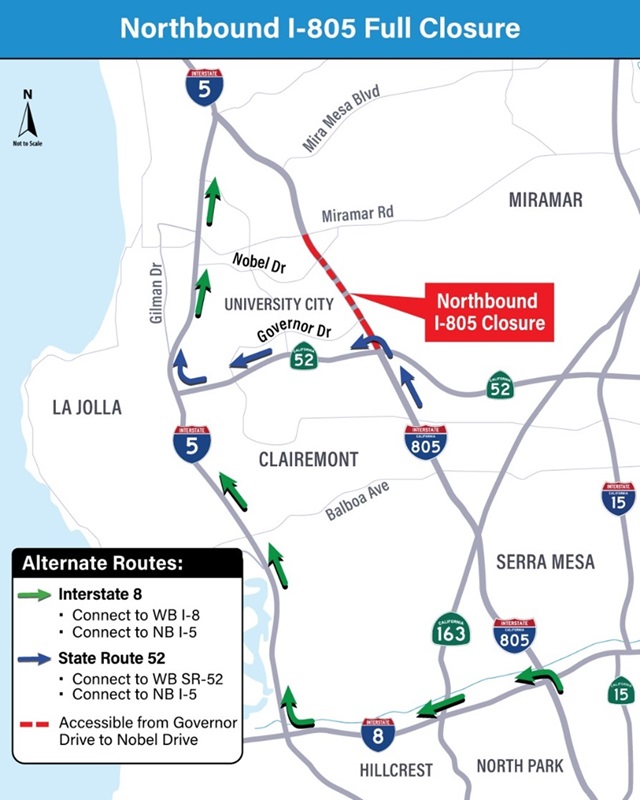 Closure & Detour Map. For more information, call (619) 688-6670 or email CT.Public.Information.D11@dot.ca.gov 