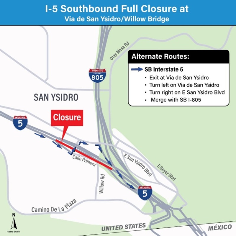 Closure & Detour Map. For more information, call (619) 688-6670 or email CT.Public.Information.D11@dot.ca.gov