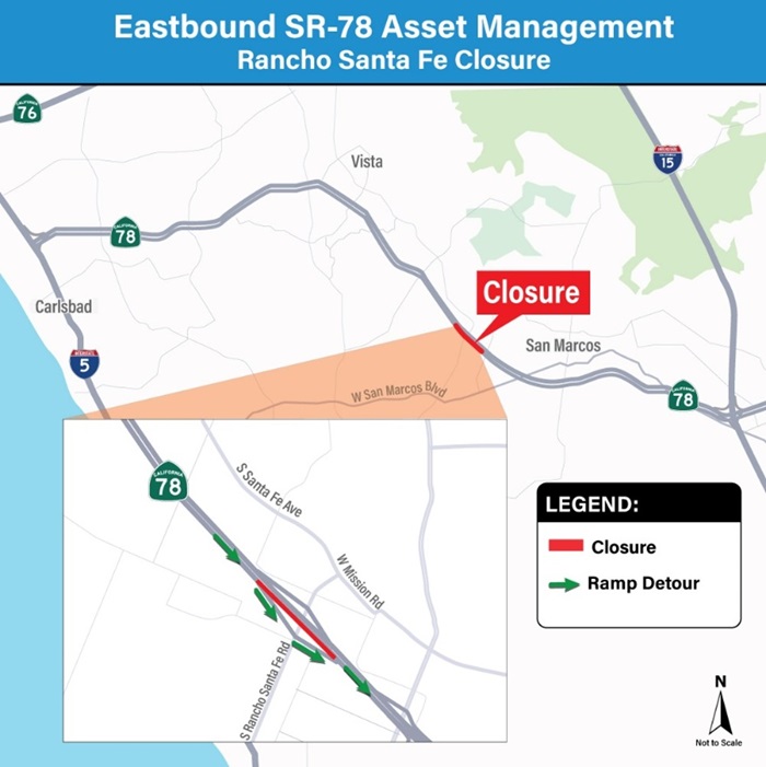Closure & Detour Map. For more information, call (619) 688-6670 or email CT.Public.Information.D11@dot.ca.gov
