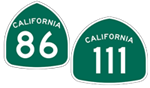 California State Routes 86 and State Route 111 shields.