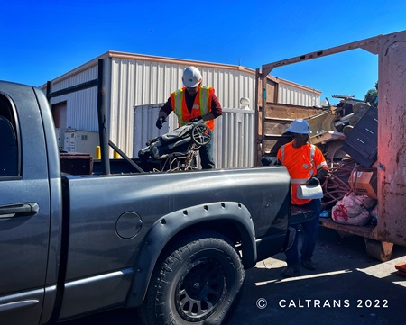 Caltrans crews helping download a truck. For more information, call (619) 688-6670 or email CT.Public.Information.D11@dot.ca.gov
