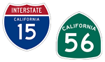 California Interstate 15 and State Route 56 Shields