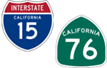 California Interstate 15 and State Route 76 icons