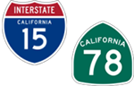 California Interstate 15 and State Route 78 icons