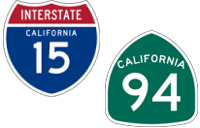 California Interstate 15 and State Route 94 icons
