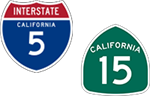 California Interstate 5 and State Route 15 icons