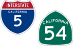 California Interstate 5 and State Route 54 icons