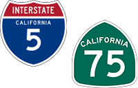 California Interstate  5 and State Route 75 icons