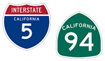 California Interstate 5 and State Route 94 shields. For more information, call (619) 688-6670 or email CT.Public.Information.D11@dot.ca.gov