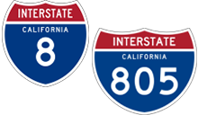 California Interstate 8 and 805 icons.