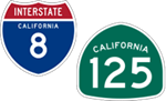 California Interstate 8 and State Route 125 icons