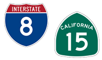California Interstate 8 and State Route 15 Shields.