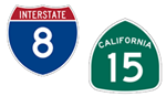 California Interstate 8 and State Route 15 Shields.