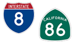 California Interstate 8 and State Route 86 shields