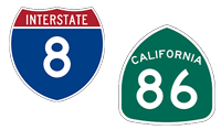 California Interstate 8 and State Route 86 shields