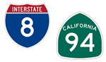 California Interstate 8 and State Route 94 Shields