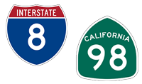 California Interstate 8 and State Route 98 Shields.