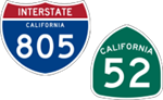 California Interstate 805 and State Route 52 icons