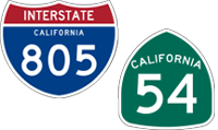 California Interstate 805 and State Route 54 icons