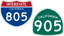 California Interstate 805 and State Route 905 icons
