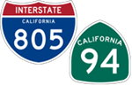 California Interstate 805 and State Route 94 icons
