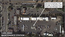 Aerial Image of the Carlsbad Maintenance Station. For more information, call (619) 688-6670 or email CT.Public.Information.D11@dot.ca.gov