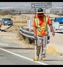 Caltrans crew member working on the side of the road on the Northbound State Route 111