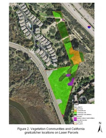 Figure 2 – Vegetation Communities and California gnatcatcher locations on Laser Parcels. For more information call (619) 688-6670 or email CT.Public.Information.D11@dot.ca.gov