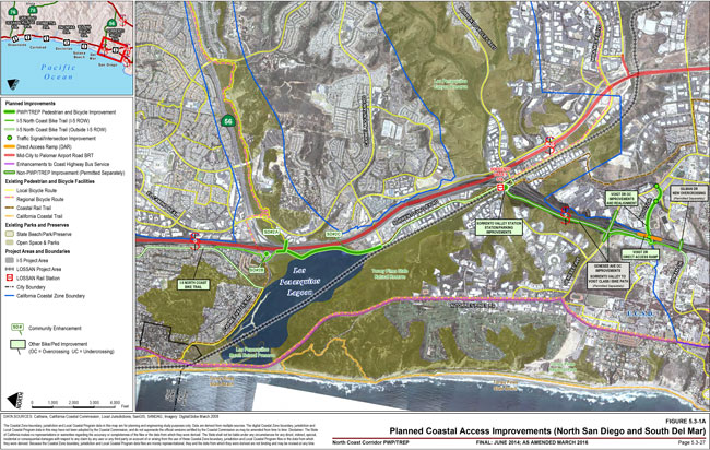 Planned Coastal Access Improvements (North San Diego and South Del Mar). For more information call (619) 688-6670 or email CT.Public.Information.D11@dot.ca.gov