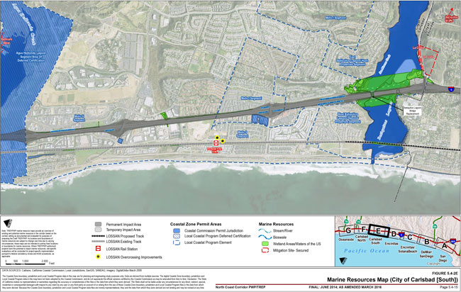 This map shows the Marine Resources in the City of Carlsbad (South). For more information call (619) 688-6670 or email CT.Public.Information.D11@dot.ca.gov
