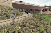 Figure 5.7-15: San Elijo Lagoon Pedestrian Trail (3D Simulation). For more information call (619) 688-6670 or email CT.Public.Information.D11@dot.ca.gov