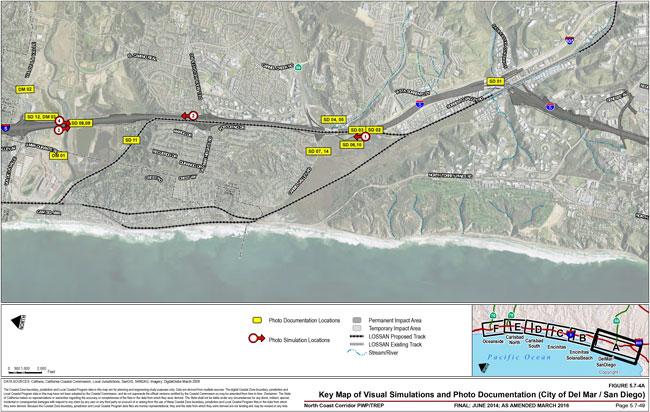 Figure 5.7-4A – Key Map of Visual Simulations and Photo Documentation (City of Del Mar / San Diego). For more information call (619) 688-6670 or email CT.Public.Information.D11@dot.ca.gov