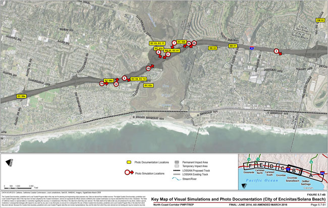 Figure 5.7-4B – Key Map of Visual Simulations and Photo Documentation (City of Encinitas/Solana Beach). For more information call (619) 688-6670 or email CT.Public.Information.D11@dot.ca.gov