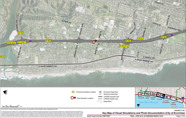 Figure 5.7-4C – Key Map of Visual Simulations and Photo Documentation (City of Encinitas). For more information call (619) 688-6670 or email CT.Public.Information.D11@dot.ca.gov