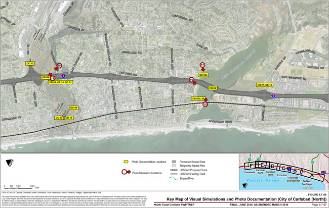 Figure 5.7-4E – Key Map of Visual Simulations and Photo Documentation (City of Carlsbad [North]). For more information call (619) 688-6670 or email CT.Public.Information.D11@dot.ca.gov