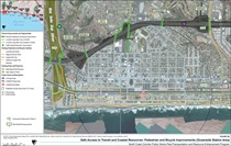 Figure 6B — Safe Access to Transit and Coastal Resources: Pedestrian and Bicycle Improvements (Oceanside Station Area). For more information call (619) 688-6670 or email CT.Public.Information.D11@dot.ca.gov