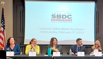 Michelle Gongora (far left) sitting on a panel at one of the events D11’s Small Business Team supports. For more information call (619) 688-6670 or email CT.Public.Information.D11@dot.ca.gov