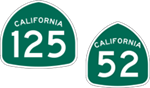 California State Routes 125 and 52 Shields