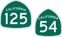 California State Routes 125 and 54 Shields