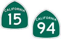 California State Routes 15 and 94 icons