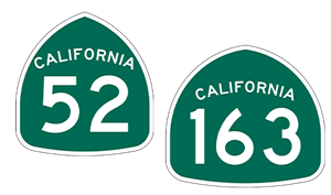 California State Route 52 and State Route 163 Shields