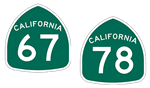 California State Routes 67 and 78 Shields. 