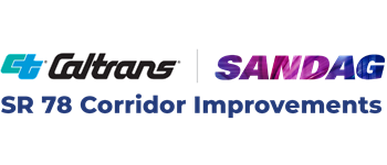 SR-78 Corridor Improvements Logo. For more information, call (619) 688-6670 or email CT.Public.Information.D11@dot.ca.gov